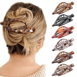 French Flat Hair Clips for Women - 6-piece suit Flat Claws for Thin Thick Hair Strong Hold No Slip Grip Hair Claw Clips for Women Girls:_6 Pack-Multicolor S