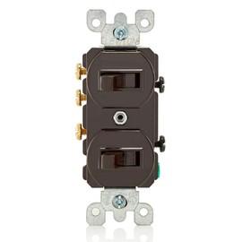 Leviton 5241 15 Amp, 120/277 Volt, Duplex Style Single-Pole/3-Way Ac Combination Switch, Commercial Grade, Brown