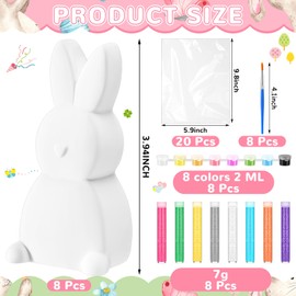 Foilswirl 8 Set Ceramic Easter Bunny DIY Painting Kit Ceramics to Paint Your Own Bunny Statues Unpainted Plaster Figurines Brushes Acrylic Paints Bags Party Favor for Adults