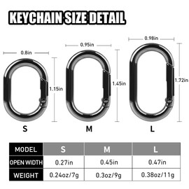 Gopal 12Pcs Small Carabiner Clip: 1.15in Max Color Tiny Oval Clasp Carabiners - Spring O Ring Hook Chain Connector - Zinc Alloy Mini Purse Keychain Replacement, Multi-use for Bag Dog Tag Paracord