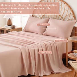 CIMVI Full Size Sheet Set 4 Pieces Extra 15" Deep Pocket Fitted Sheets Soft Microfiber Breathable Sheet for Full Bed Pink Bed Sheets for Women Bedding with Pillowcases