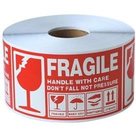 Life2 Kiku Flagile Tape Stickers, Flagile Handling Instructions, 500 Sheets, 5.1 x 2.8 inches (13 x 7 cm), Packaging Labels, Damaged Products, Fragile Items, Caution, English Notation (1 Roll, 500