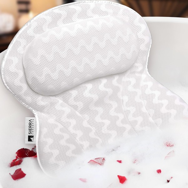 Sierra Concepts Bath Pillow Spa Bathtub Ergonomic for Tub, Neck,