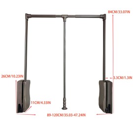Wardrobe lift clothes rack,Pull Down Closet Rod for Hanging Clothes, Retractable Wardrobe Hanger for Cabinet, Aluminium alloy Tubing with Plastic Housing (MOCHA, LARGE:89-120CM/35-47IN)