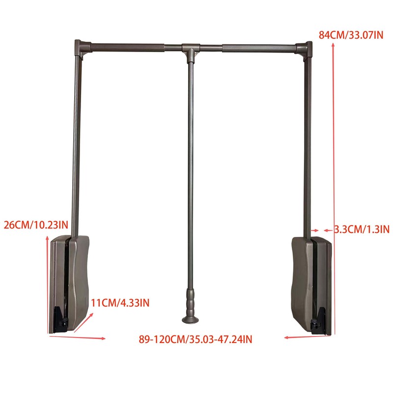 Wardrobe lift clothes rack,Pull Down Closet Rod for Hanging Clothes,