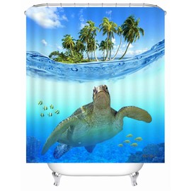 X-Labor Beach Motif Shower Curtain Waterproof Anti-Mould Includes 12 Shower Curtain Rings Washable Bath Curtain 180 x 200 cm Pattern A