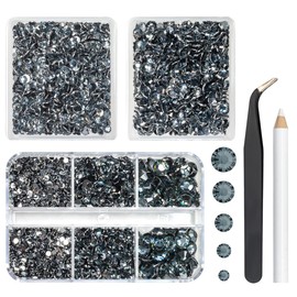 qiipii 3 Boxes 5070PCS Dark Gray Resin Rhinestones for Crafting 2mm 3mm 4mm 5mm 6mm Black Diamonds Stones Gems Non-Hotfix Grey Crystals Charms for Nails Face Eyes Makeup Body Tumblers Mugs DIY Crafts