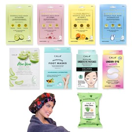 Zomac Set De Regalo De Mascarillas Faciales (10 Unidades) Mascarillas De Colágeno De Cala, Pepino, Aloe Vera, Vitamina C Y Ácido Hialurónico, Parches
