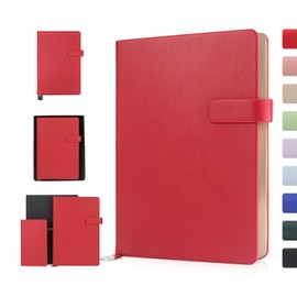 WETLOTE A5 Hardcover Notebook, 106 Pages Line Paper with Closure Band, Bookmark Ribbon, Inner Pocket, for School, Office and Travel, 14 x 21 cm, Red