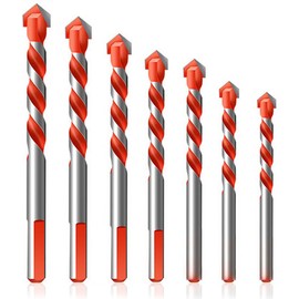 Multi-purpose drill set, 7 pieces, diameter 3, 4, 5, 6, 8, 10, 12 mm, universal drill set professional for wood, sheet metal, plasterboard, (stainless steel) steel, masonry and much more for drills / cordless screwdrivers