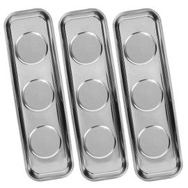 VASTOOLS Magnetic Parts Tray 3pc,for Socket Screw Nuts Bolts Metal Parts,Extra Strong Magnet,Thickened Tray,Stainless Steel