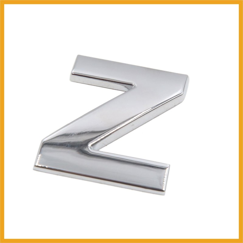 Partuto Silver Tone Metal Z Letter Shaped Alphabet Sticker Emblem