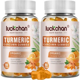 Turmeric and Ginger Gummies (2 Pack) - Turmeric Curcumin with Black Pepper & Ginger Supplements for Immune Support Healthy Skin - Vegan Curcumin Gummies for Adults - Gluten Free, Low Sugar