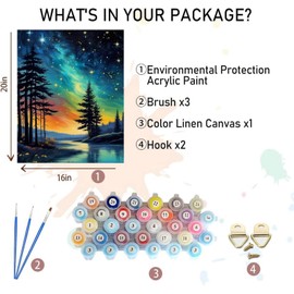 xackcme Starry Sky Paint by Numbers for Adults - Starry Night Paint by Number on Canvas Without Frame, DIY Abstract Landscape Oil Painting for Gift Home Wall Decor (16x20 inch)