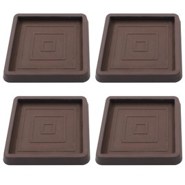 Piutouyar 2.5 Inch Square Furniture Coasters, 4 Pcs Brown Rubber Caster Cups Non Slip Furniture Leg Protectors Rubber Furniture Pads for Hardwood Floors