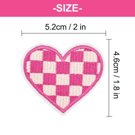 Jongdari 16pcs Heart Iron On Patches for Hats, Multicolour Racing Day Checkered Embroidery Patches Sew On Patch for Clothes Trucker Hat Jacket Denim Jeans Shirt Crafts