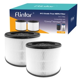 Flintar HEPA Replacement Filter, only Compatible with Coway Airmega 100 Air Purifier, 3-in-1 Pre-filter, H13 True HEPA and Deodorization Filter Set (2- Pack)