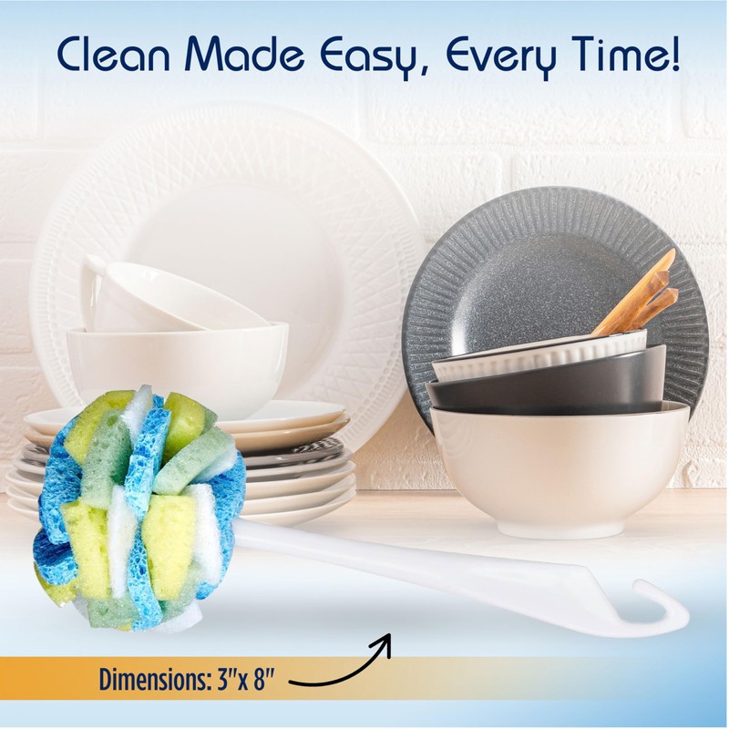 Compac Home Dish Wand Plus Cello, Foam & Scour Sponge