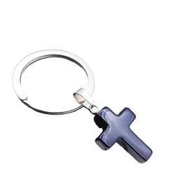 Cross My Heart Encouragement Gifts Resin KeyChain Stress Relief Keyring Pocket Small Jewelry for Women Men - Black