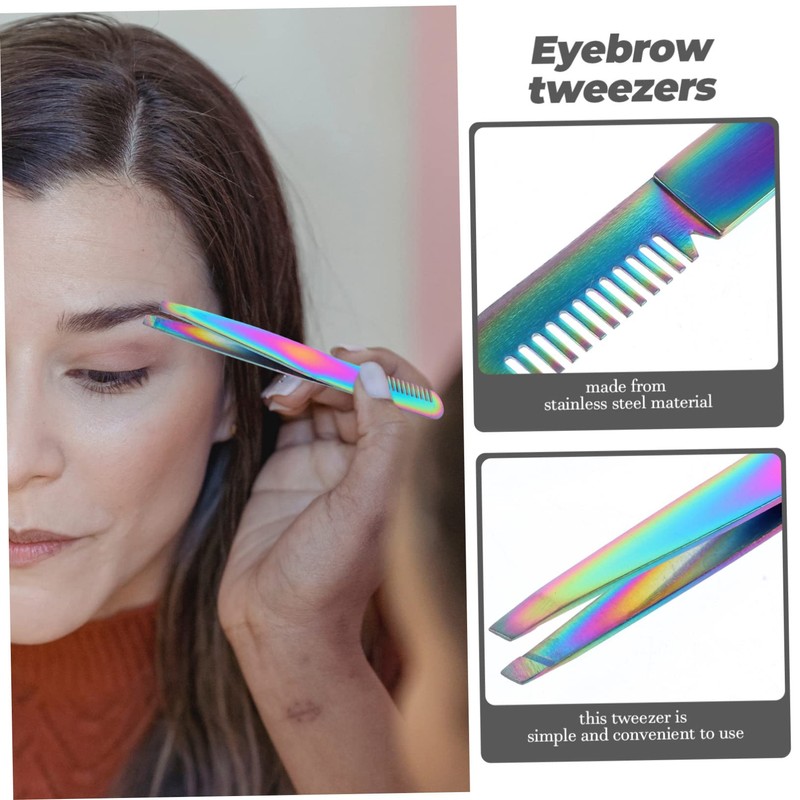 WOONEKY 4pcs Eyebrow Tweezers Tip Precision Tweezers for Men Women