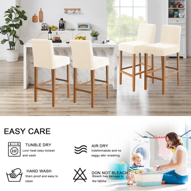 FUANGUI Bar Stool Covers Set of 4, Stretch Removable Bar