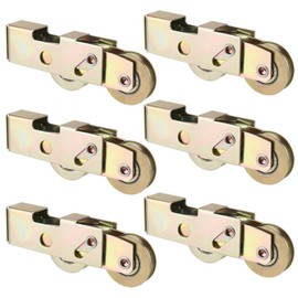 SEUNMUK 6 Pack Sliding Patio Door Roller Replacement,1-1/4 Steel Sliding Patio Glass Door Tandem Roller, Steel Ball Wheel Bearing for Gate Window (Golden)