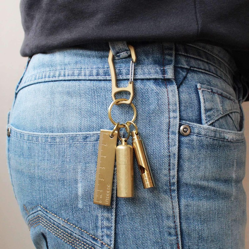 PPFISH 2PCS Solid Brass Heavy Duty Carabiner Keychain, EDC Quick