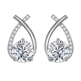 Lucpee Lymphatic Earrings, Slimaoo Halolux Lymphvity Germanium Earrings Lymph Flow Drainage Detox Magnetogen Acupuncture Therapy Slimming Sparkly Zircon Jewelry Gift (Silver)