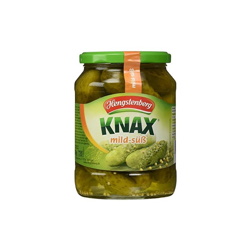 Hengstenberg Knax Gherkins Mild Sweet Drained Weight 360 g