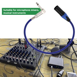 EMSea 2Pcs Right Angle 1/4 TS to XLR 3Pin Male Microphone Audio Cable 22awg for Micphone Mixer Instruments(53cm)