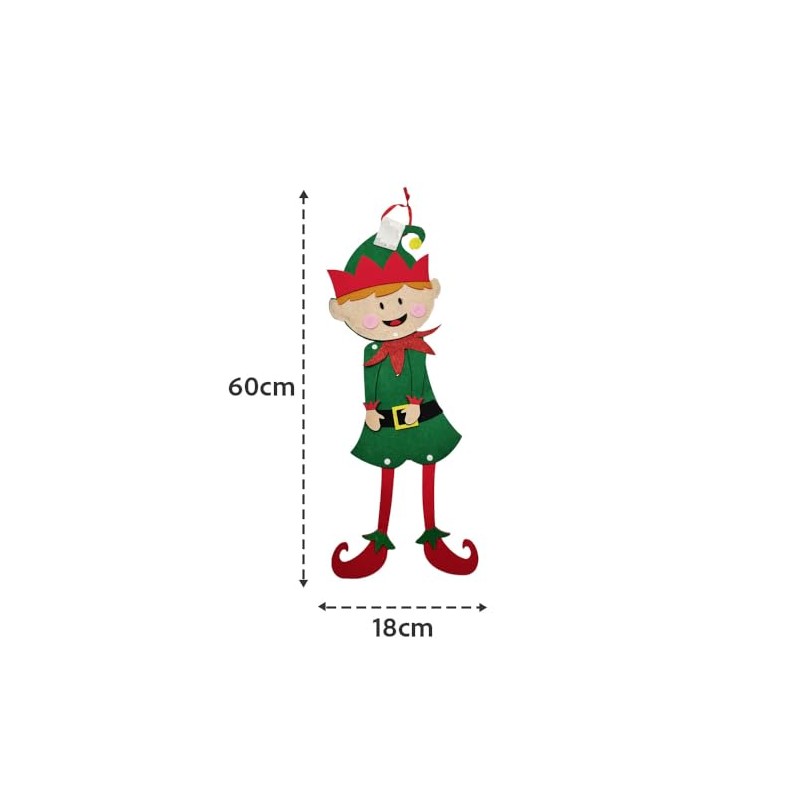 58cm Felt Christmas Elf Hanging Decoration with Movable Head &