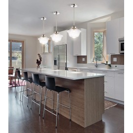 JONATHAN Y JYL3517B Kurtz 9.5" Adjustable Drop Metal/Glass LED Pendant Contemporary Transitional Dimmable Dining Room Living Room Kitchen Foyer Bedroom Hallway, Chrome