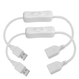 Clearhill 2Packs 5V USB On/Off Switch with USB Male and Female Connectors(White),22AWG Wire,Easy to Open and Close,for PC,TV,Car,USB Fan,5V LED Strips
