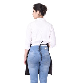 Switchon Waterproof Black Polyester Kitchen Apron Free Size with Front Pocket
