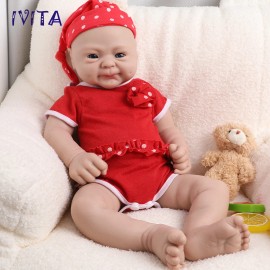 IVITA 12 to 20 inch Blue Eyes Girl Baby Lifelike Full Silicone Reborn Baby Doll - 20" (50cm), Girl Baby Doll