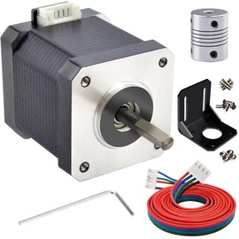 JYUDAUFU Nema 17 42 × 48mm Stepper Motor DC 12V 3D Printer Stepper Motor 1.8° with Coupling, Bracket, 1m 2-Phase 4-Pin Wire Cable, for Creality CR-10 10S Ender 3 3D Printer/CNC Extruder/Y-axis