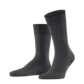 FALKE Men Milano socks, 1 pair, UK size 5.5-6.5 (EU 39-40), Grey, cotton mix - Mercerised cotton, ribbed structure, ideal for business looks