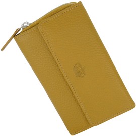 Baur Women's Genuine Leather Wallet with RFID Protection, Large Wallet, Many Card Slots, Wallet with Press Stud and Zip Coin Compartment, Women's Wallets, Mustard yellow, Classic