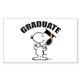 CafePress Snoopy Graduate Rectangle Bumper Sticker Car Decal