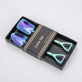 Coffee Spoons Stainless Steel Tea Round Dessert Long Handle for Hot Chocolate Ice Tea Latte Espresso Golden (Colored Set, A)