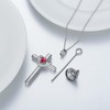 AOBOCO Cross Necklace for Ashes, Sterling Silver Birthstone Cross Urn