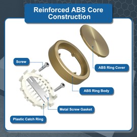 Fibetter Snap on Bathtub Overflow Cover with Hair Catcher, ABS Plastic Tub Drain Overflow Plate, Floating Bathtub Overflow Faceplate No-Hole Replacement Cap (Brushed Bronze)