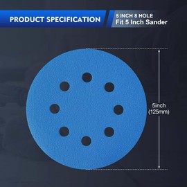 SpeTool Sandpaper 125 mm Velcro Pack of 60 Sanding Discs Sandpaper 80 Grit for Random Orbital Sanders 8 Holes Ceramic Sandpaper Round for Wood Epoxy Resin Metal Surface Automotive Sheets