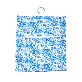 Epunk Durable Canvas Peg Bag with Floral Design - 33x30cm Hanging Laundry Organizer with Hook & Pockets for Washing Line Accessories (Colorful Patterns) (Flower C)