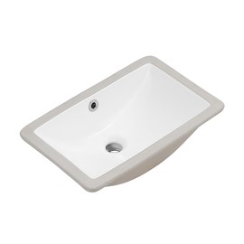 18 Inch Small Rectangle Undermount Bathroom Sink Vessel Sink Lavatory Ceramic White Vanity Top Sink with Overflow (18.5"X11.8")