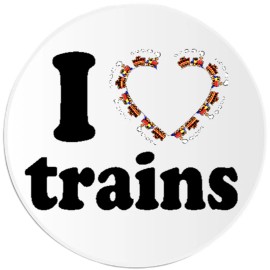Kiwi Gifts I Love Trains - 3 Pack Circle Stickers 3 Inch - Choo Choo Conductor Railroad