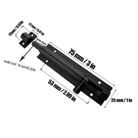 4 Pack 3 Inch Barrel Bolt Lock, Heavy Duty Slide Latch Lock, Security Sliding Latch Lock, Door Latch Lock Slide Bolt, Black