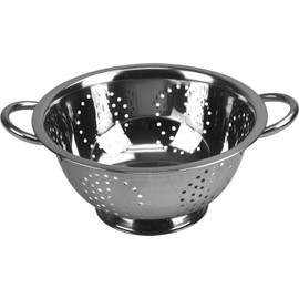 Acense Stainless Steel Colander, Steel Base/Handle, Quick Draining, Multiple Micro-Perforations, Multi-Purpose: [Pasta/Vegetable/Spaghetti/Fruit], Dishwasher Safe, Size: 24cm