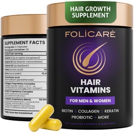 Biotin for Hair Growth Women & Men, Hair Skin and Nails Vitamins to Support Healthy Hair, Biotin Supplement Pills w/Collagen + Keratin + Probiotics - Made in USA