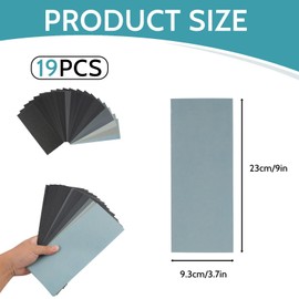 19 PCS fine Sheet Wet Dry Sandpaper, 80 to 10000 Mixed Grits Assorted Sanding Paper Pack, Wet and Dry Sandpaper 23 x 9.3 cm for Cars Polishing Metals Walls Wood Furniture Sanding